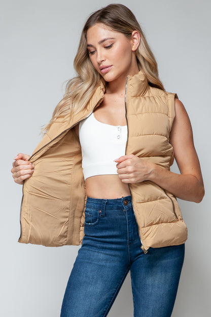 Women Snobbish Zip Up Turtleneck Vest with Pockets - MaribelaShop2