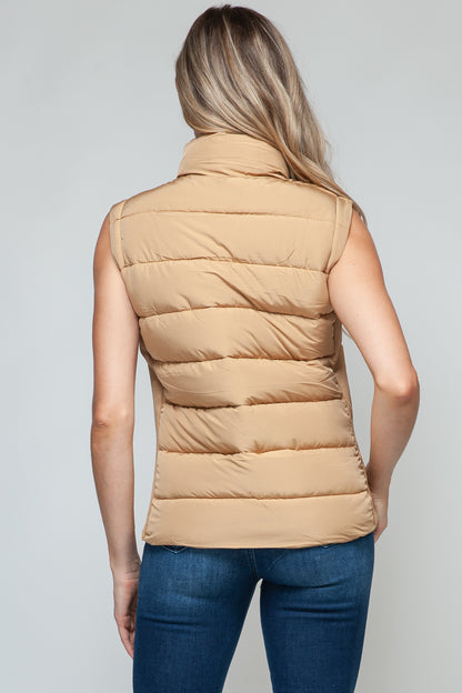 Women Snobbish Zip Up Turtleneck Vest with Pockets - MaribelaShop2