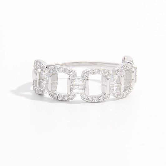 925 Sterling Silver Zircon Cutout Ring - MaribelaShop2