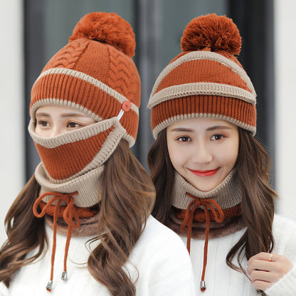CJ/ Winter Hat For Women 3pcs Knitted Beanie Hat Scarf Set Warm Hat - MaribelaShop2