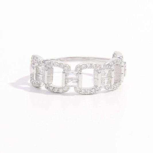 925 Sterling Silver Zircon Cutout Ring - MaribelaShop2
