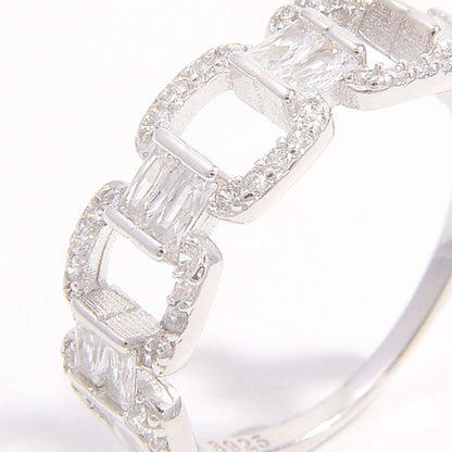 925 Sterling Silver Zircon Cutout Ring - MaribelaShop2