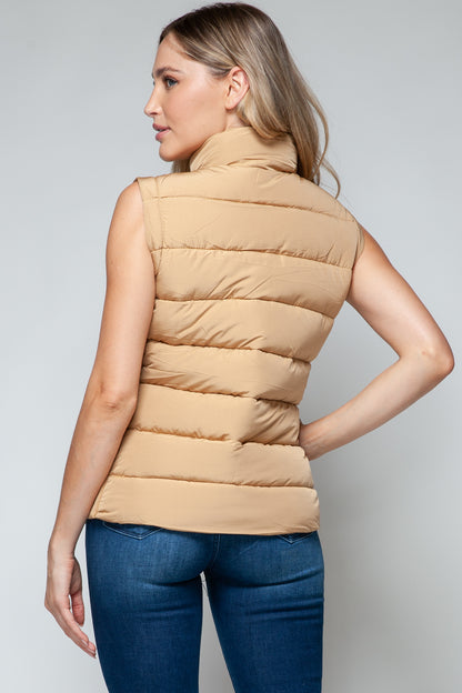 Women Snobbish Zip Up Turtleneck Vest with Pockets - MaribelaShop2