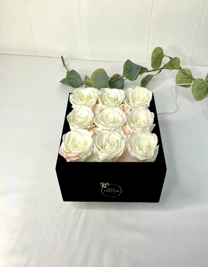 Rose Forever - Essential Black Velvet Ivory, Gift for Mom, Preserved Rose Gift. - MaribelaShop2