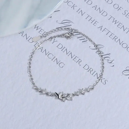 Silver Diamond Butterfly Bracelet Fashion Accessory/ FREE SHIPPING - MaribelaShop2