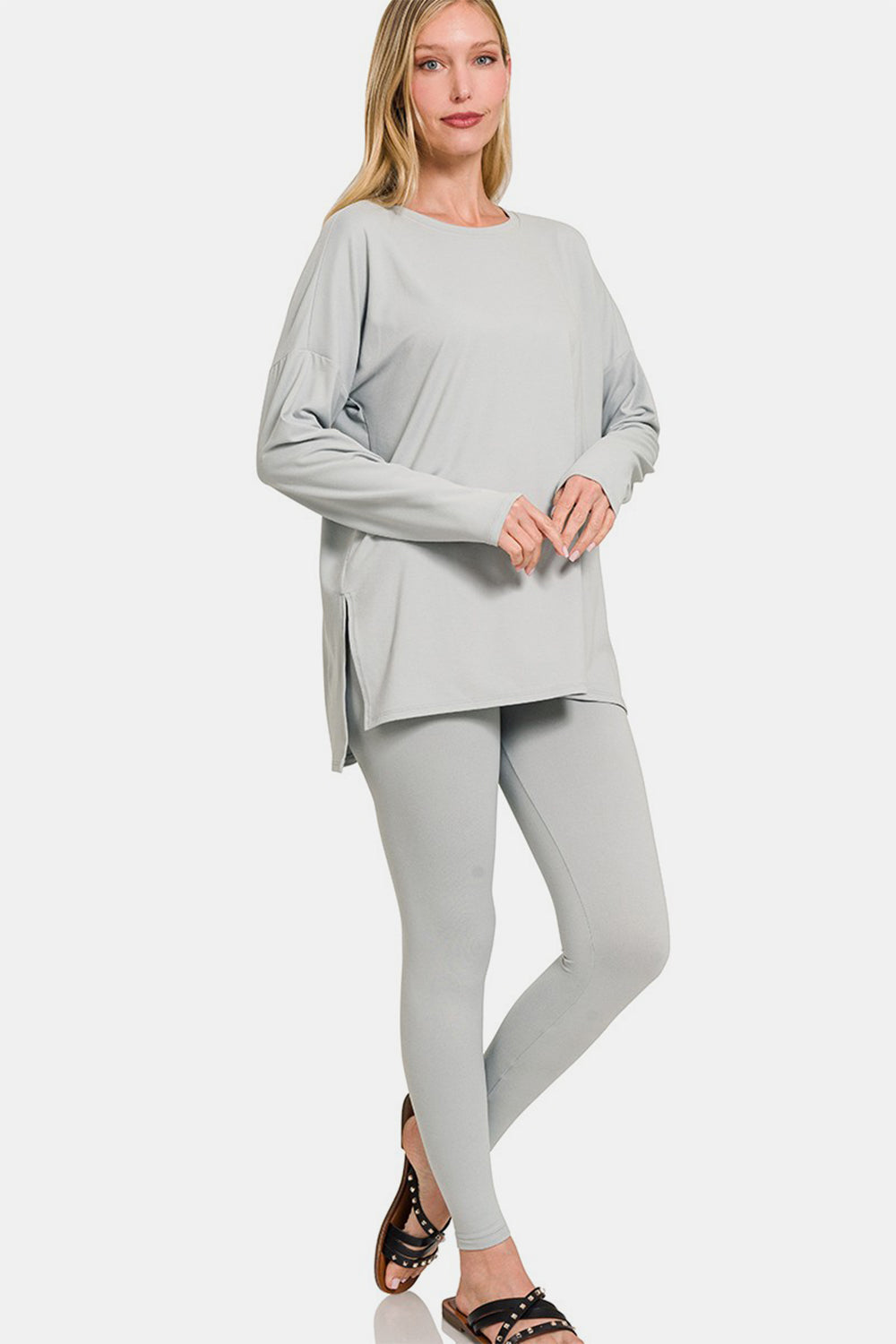 Zenana Full Size Brushed Microfiber Top and Leggings Lounge Set - MaribelaShop2