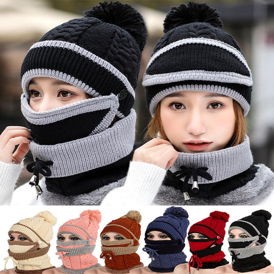 CJ/ Winter Hat For Women 3pcs Knitted Beanie Hat Scarf Set Warm Hat - MaribelaShop2