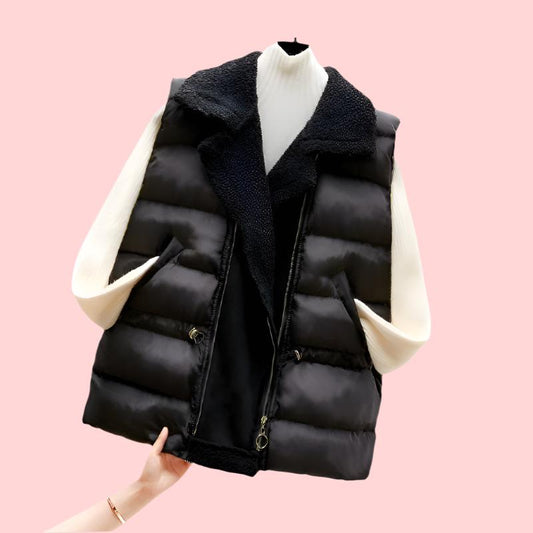 Women Lamb Wool Waist-tight Cotton Vest Coat, Korean Style. - MaribelaShop2