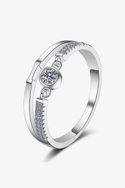 Women Ring Moissanite Cutout Rhodium-Plated Ring,925 Sterling Silver - MaribelaShop2
