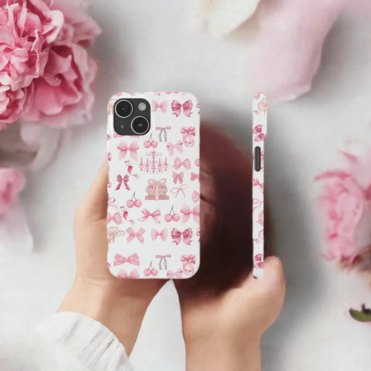 Coquette Girlie, Pink Bows Slim Phone Cases - MaribelaShop2