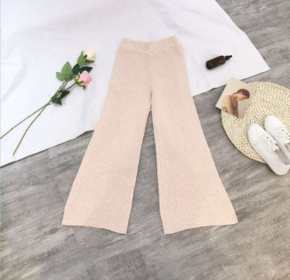 Women spring and winter korean Style loose casual high waist pendant knit wide leg pants women - MaribelaShop2