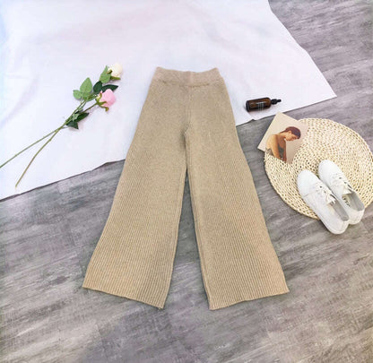 Women spring and winter korean Style loose casual high waist pendant knit wide leg pants women - MaribelaShop2