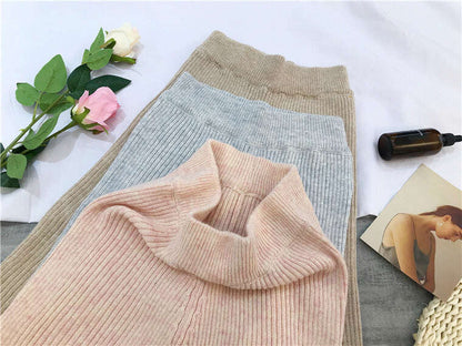 Women spring and winter korean Style loose casual high waist pendant knit wide leg pants women - MaribelaShop2