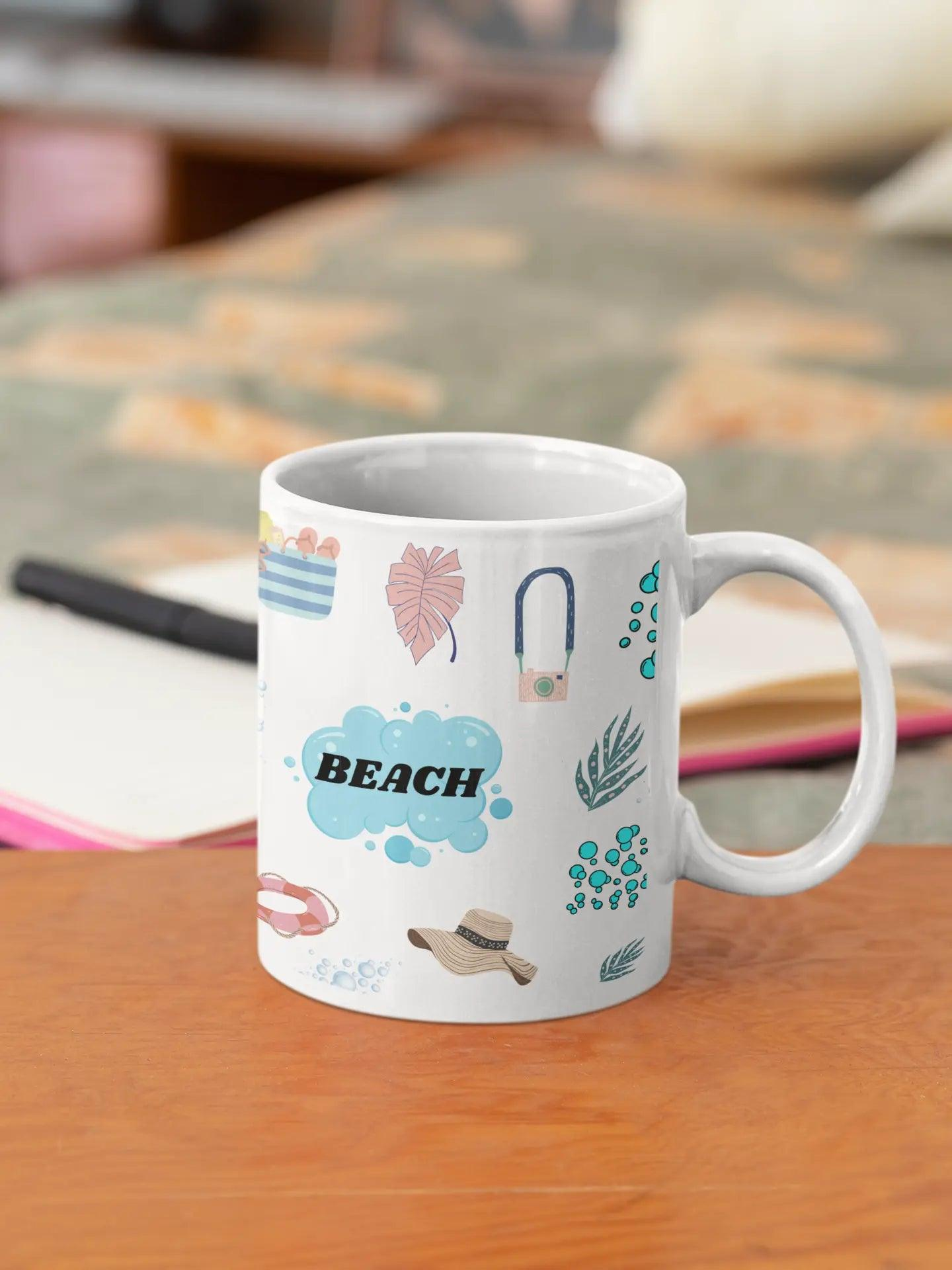 Custom Beach Design Mug, Gift Ceramic Mug,11oz - MaribelaShop2