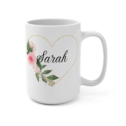 Custom Name mug Coffee , Name & Flowers Design,Gift for Mom, Personalized Mug Perfect Gift,15oz - MaribelaShop2