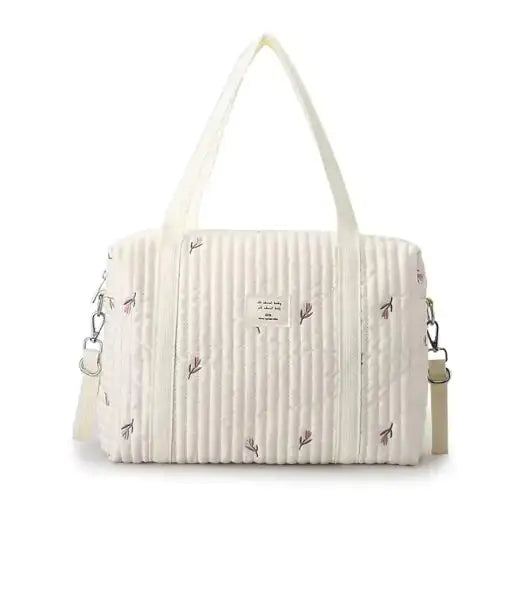 Embroidered Korean Style Large Capacity Diaper Bag – Portable Baby Stroller Organizer with Embroidered Bear Design - MaribelaShop2
