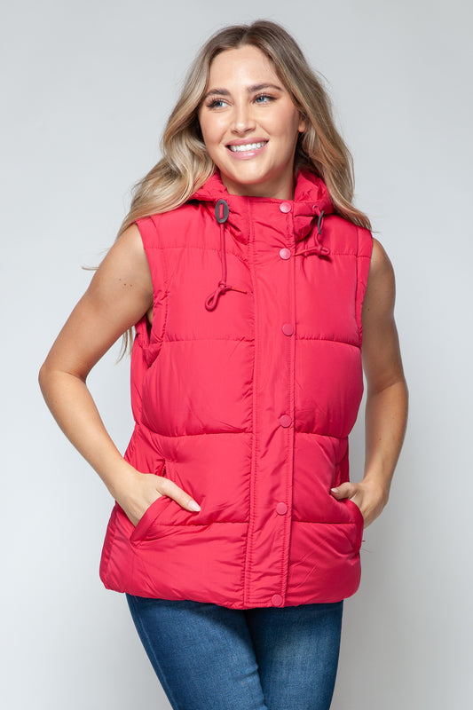 Women Snobbish Snap and Zip Closure Hooded Vest - MaribelaShop2