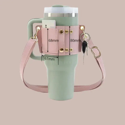 Leather Coffee Cup Carrier Cover,Water Bottle Holder. - MaribelaShop2