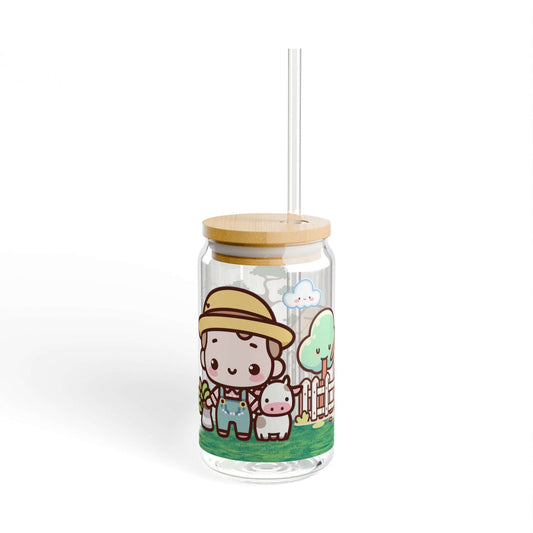 16oz ‘ Little Farmer, Glass Tumbler - MaribelaShop2