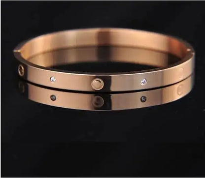 Love Forever Bangles With Crystal 18KGP/Rose Gold/Silver/Gold Overlay Cuff Bangles Fashion Crystal Women Men Love Bangles - MaribelaShop2