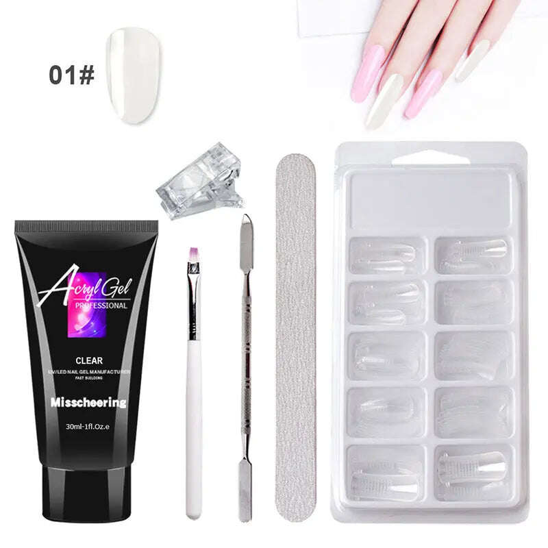 Painless Extension Gel Nail Art Without Paper Holder Quick Model Painless Crystal Gel Set - MaribelaShop2