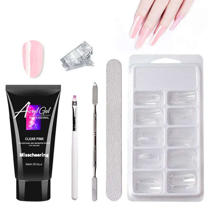 Painless Extension Gel Nail Art Without Paper Holder Quick Model Painless Crystal Gel Set - MaribelaShop2