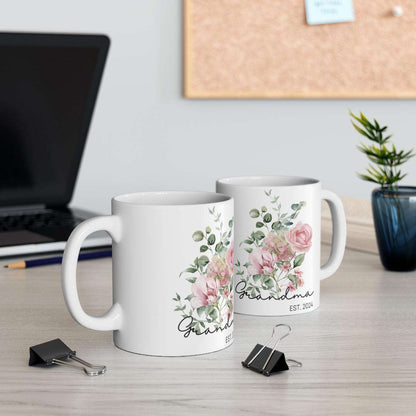 Personalized, Grandma Gift,Customs, Coffee mug,Floral Ceramic Mug 11oz(N) - MaribelaShop2