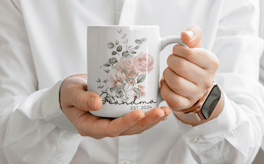 Personalized, Grandma Gift,Customs, Coffee mug,Floral Ceramic Mug 11oz(N) - MaribelaShop2