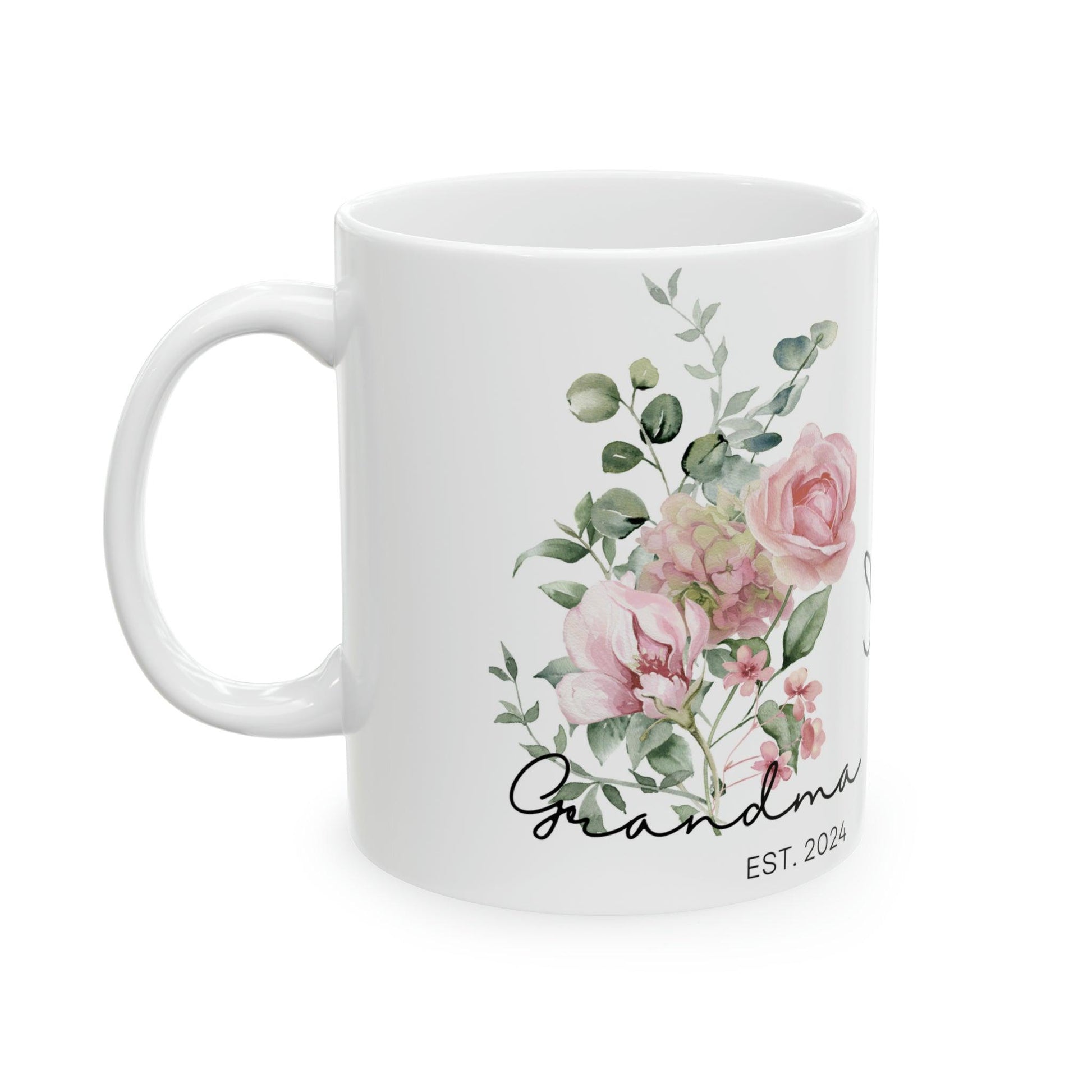 Personalized, Grandma Gift,Customs, Coffee mug,Floral Ceramic Mug 11oz(N) - MaribelaShop2