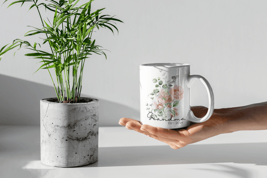 Personalized, Grandma Gift,Customs, Coffee mug,Floral Ceramic Mug 11oz(N) - MaribelaShop2