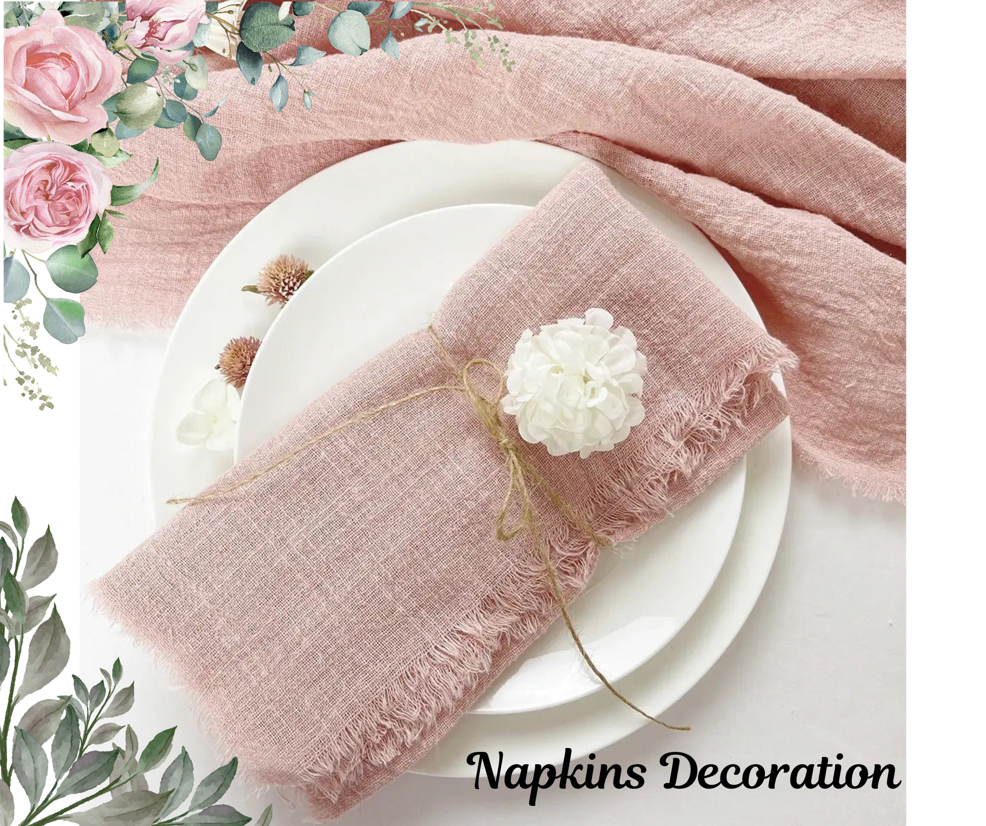 Pink Gauze Cotton Napkin,Table Decorative,Party Cloth Napkin, - MaribelaShop2