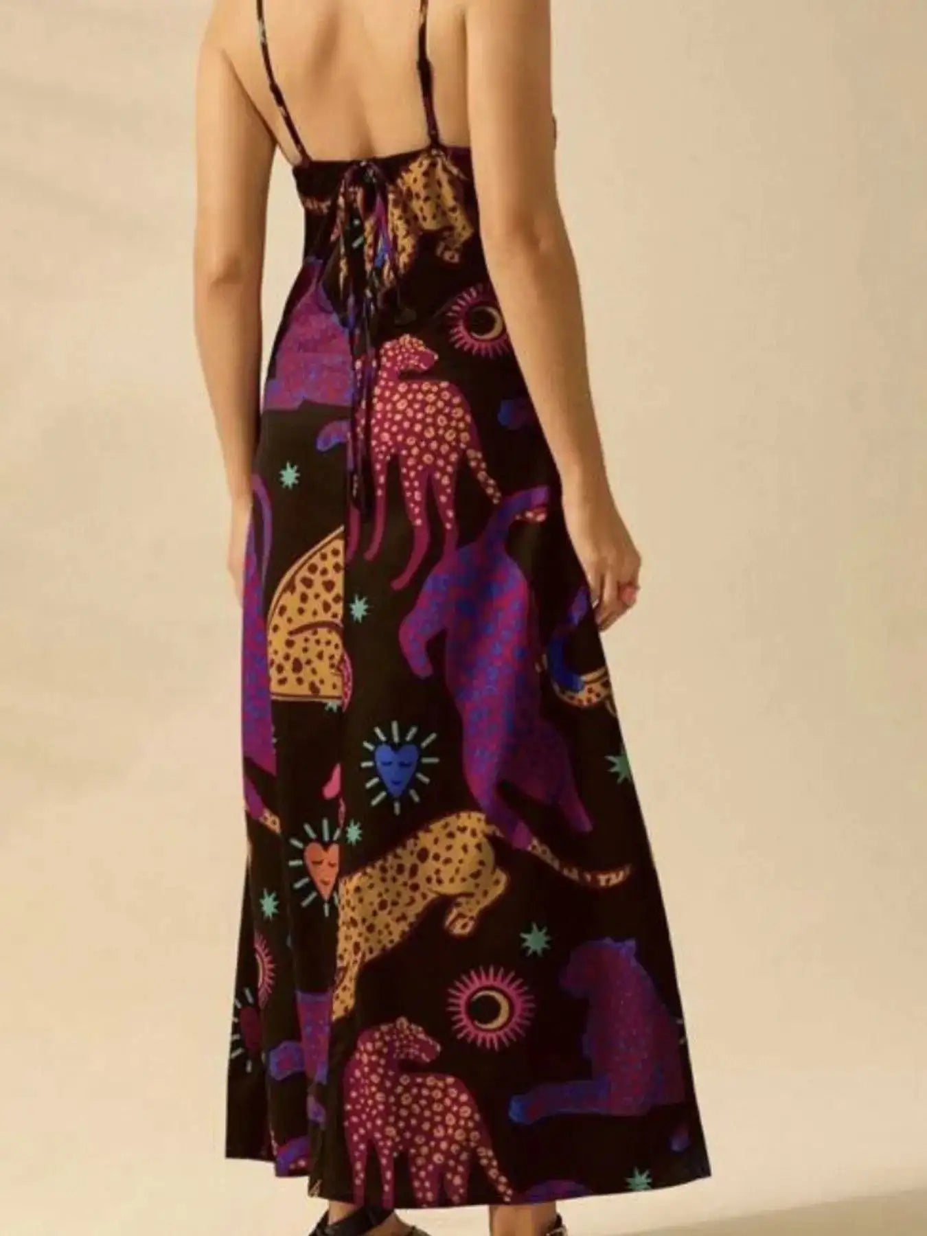 Printed Sleeveless Maxi Dress with Tie Waist Maribelashop2