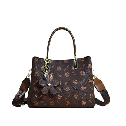 Printed Tote Bag With Flower Pendant New Temperament Shoulder Bag For Women Fashion Large-capacity Crossbody Bag - MaribelaShop2