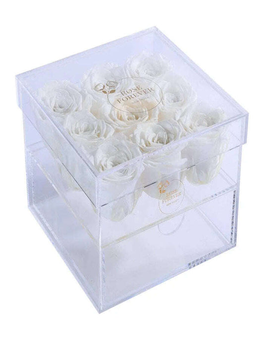 Rose Forever - Essential Crystal White 9/ Preserved Rose,Gift Arrangement. - MaribelaShop2
