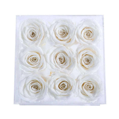 Rose Forever - Essential Crystal White 9/ Preserved Rose,Gift Arrangement. - MaribelaShop2