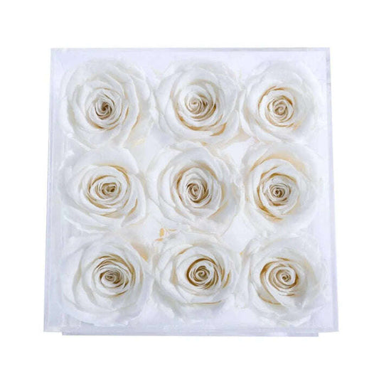 Rose Forever - Essential Crystal White 9/ Preserved Rose,Gift Arrangement. - MaribelaShop2