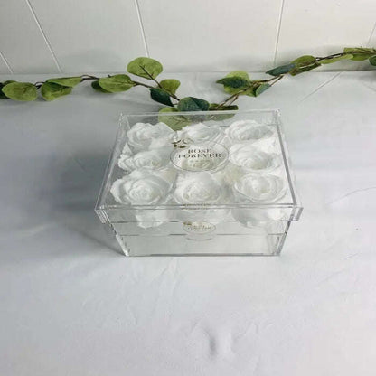 Rose Forever - Essential Crystal White 9/ Preserved Rose,Gift Arrangement. - MaribelaShop2