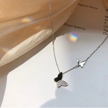 Silver Color Korean Double Butterfly Sweater Chain/ FREE SHIPPING - MaribelaShop2