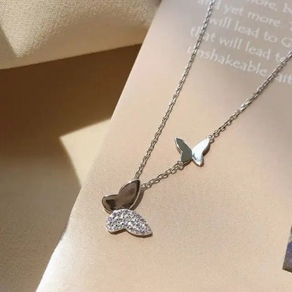 Silver Color Korean Double Butterfly Sweater Chain/ FREE SHIPPING - MaribelaShop2