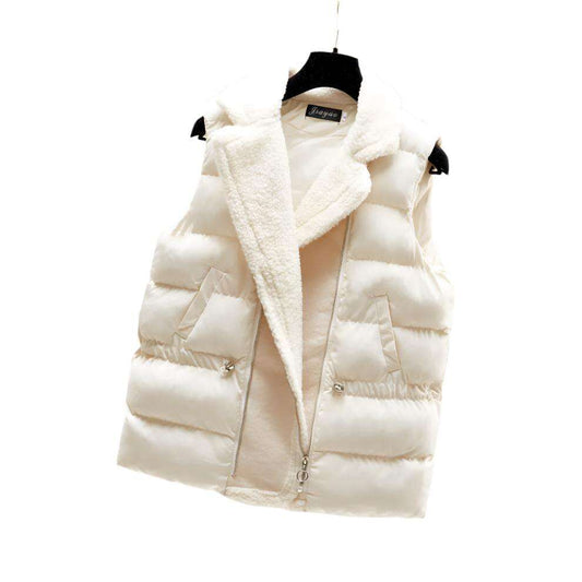 Women Lamb Wool Waist-tight Cotton Vest Coat, Korean Style. - MaribelaShop2