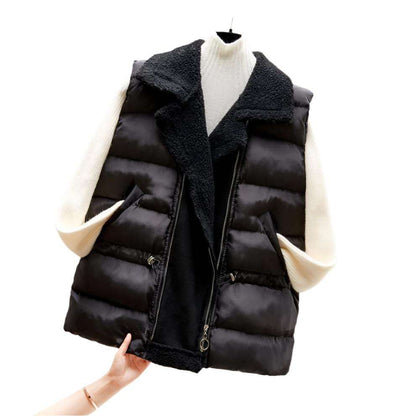 Women Lamb Wool Waist-tight Cotton Vest Coat, Korean Style. - MaribelaShop2
