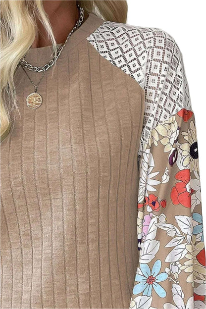 Women Printed Round Neck Long Sleeve Top - MaribelaShop2