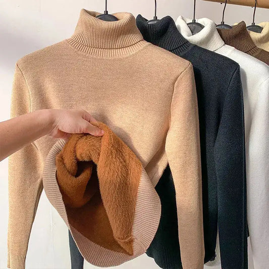 Women's Elegant Turtleneck Winter Sweater - Thick, Warm Knit Pullover - MaribelaShop2