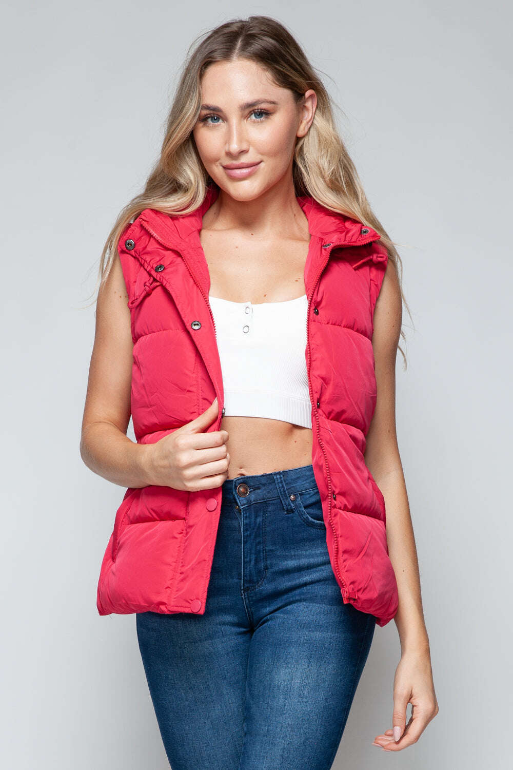 Women Snobbish Snap and Zip Closure Hooded Vest - MaribelaShop2