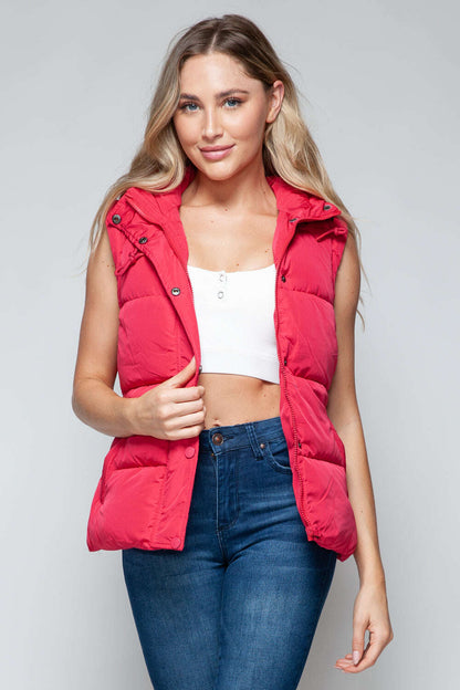 Women Snobbish Snap and Zip Closure Hooded Vest - MaribelaShop2