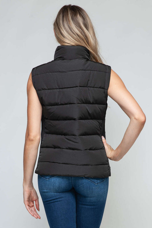 Women Snobbish Zip Up Turtleneck Vest with Pockets - MaribelaShop2
